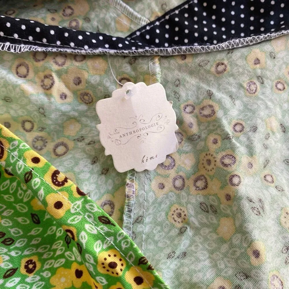 Kirsch Gluck Anthropologie Green Floral Halter Apron Dress Girls Vintage Style